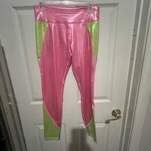 Justice Shiny Pink and Lime Leggings